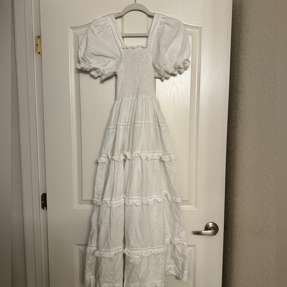 The Great The Savanna Shirred Tiered Cotton-voile Midi Dress - White size 0/XS - Picture 10 of 10
